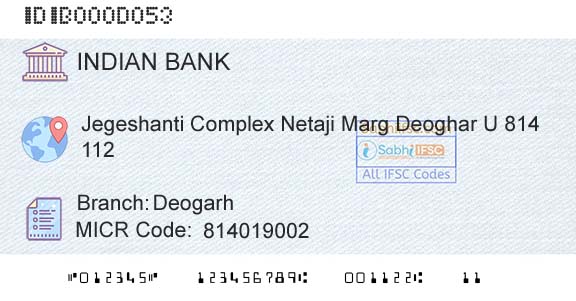 Indian Bank DeogarhBranch 