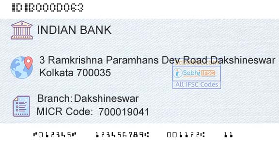 Indian Bank DakshineswarBranch 