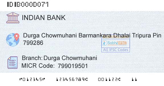 Indian Bank Durga ChowmuhaniBranch 