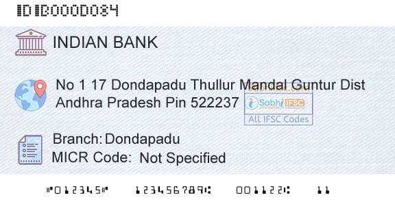 Indian Bank DondapaduBranch 