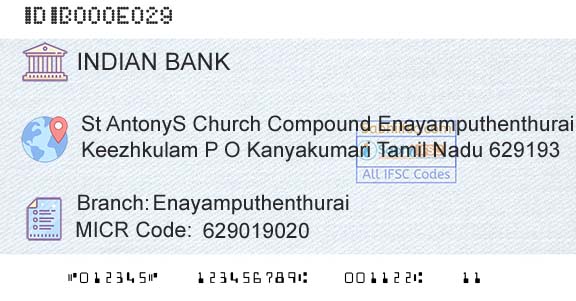 Indian Bank EnayamputhenthuraiBranch 