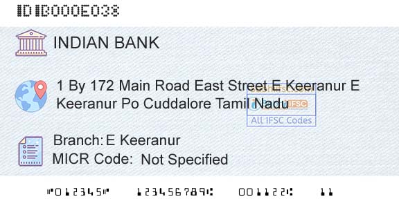 Indian Bank E KeeranurBranch 