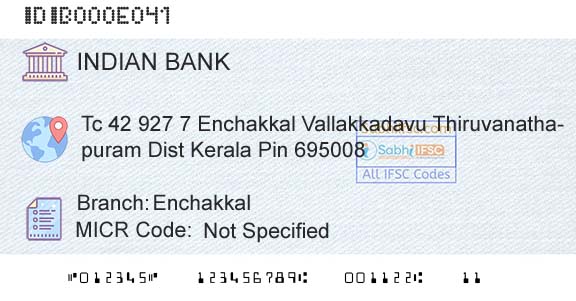 Indian Bank EnchakkalBranch 