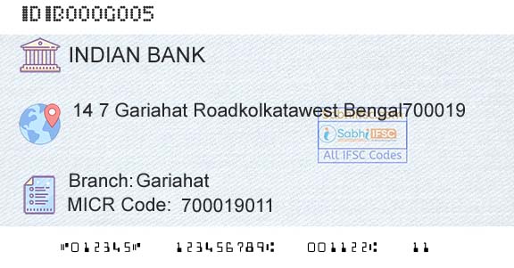 Indian Bank GariahatBranch 