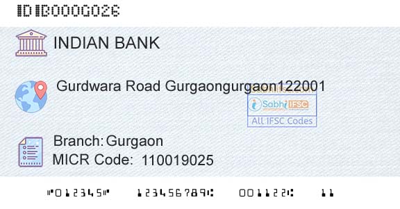 Indian Bank GurgaonBranch 