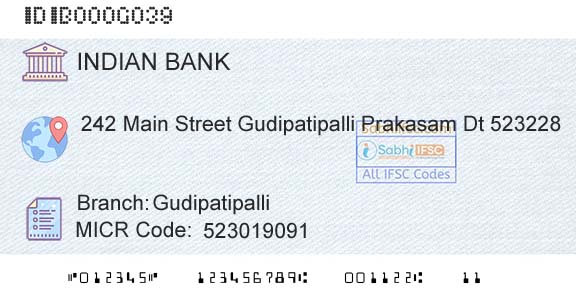 Indian Bank GudipatipalliBranch 