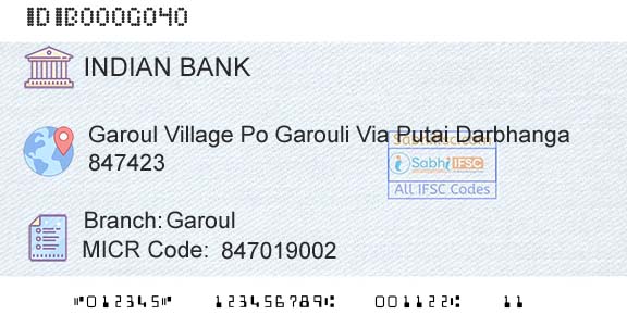Indian Bank GaroulBranch 