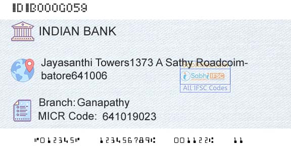 Indian Bank GanapathyBranch 