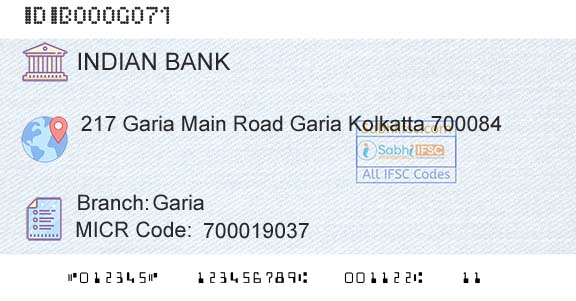 Indian Bank GariaBranch 