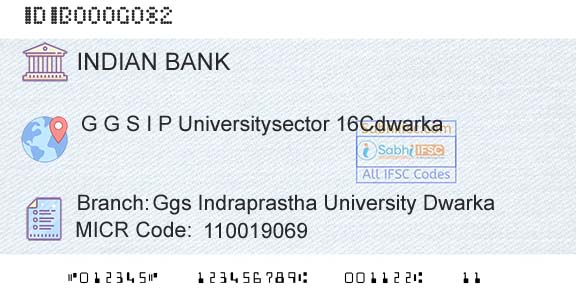 Indian Bank Ggs Indraprastha University DwarkaBranch 