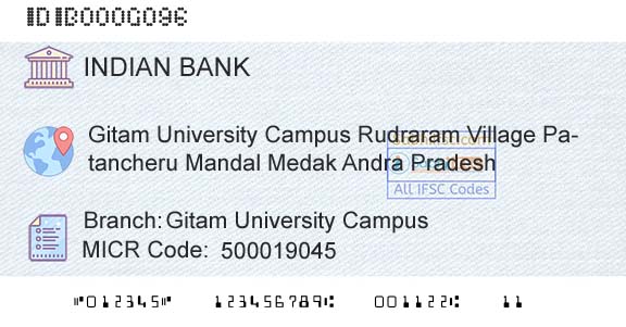 Indian Bank Gitam University CampusBranch 