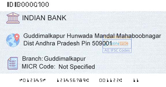 Indian Bank GuddimalkapurBranch 