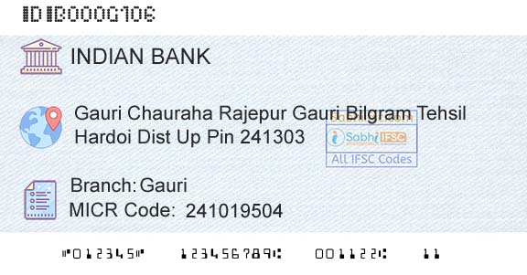 Indian Bank GauriBranch 