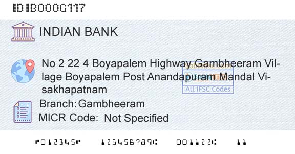 Indian Bank GambheeramBranch 