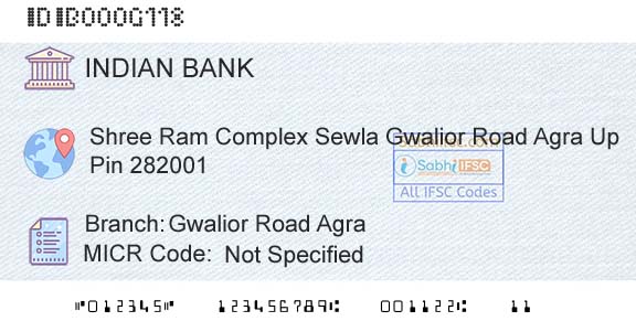 Indian Bank Gwalior Road AgraBranch 
