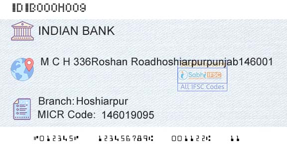 Indian Bank HoshiarpurBranch 