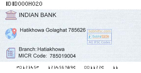 Indian Bank HatiakhowaBranch 