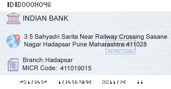 Indian Bank HadapsarBranch 