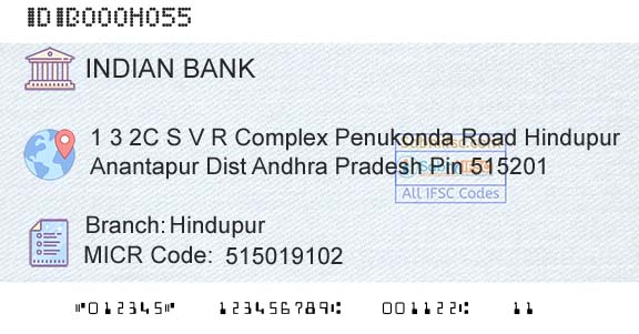 Indian Bank HindupurBranch 