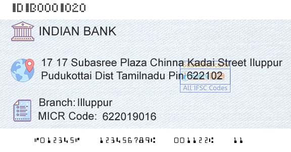 Indian Bank IlluppurBranch 