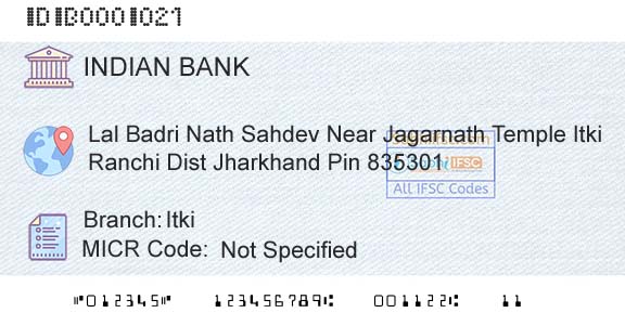 Indian Bank ItkiBranch 