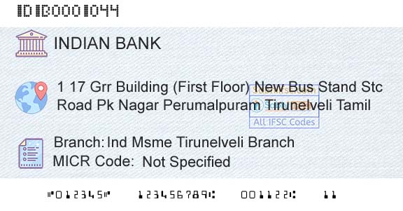 Indian Bank Ind Msme Tirunelveli BranchBranch 