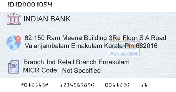 Indian Bank Ind Retail Branch ErnakulamBranch 