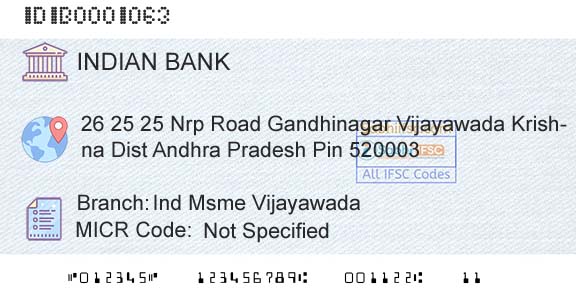 Indian Bank Ind Msme VijayawadaBranch 