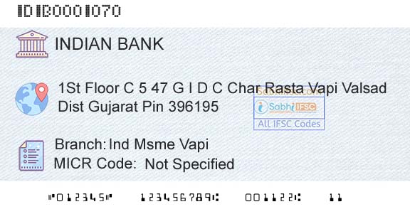 Indian Bank Ind Msme VapiBranch 