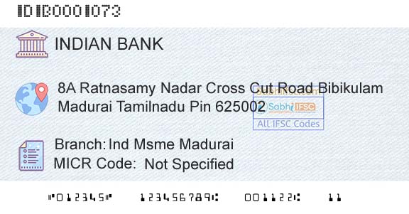 Indian Bank Ind Msme MaduraiBranch 