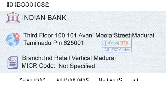 Indian Bank Ind Retail Vertical MaduraiBranch 