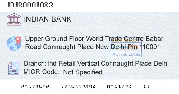 Indian Bank Ind Retail Vertical Connaught Place DelhiBranch 