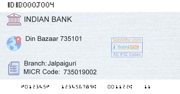 Indian Bank JalpaiguriBranch 