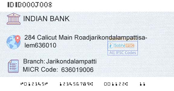 Indian Bank JarikondalampattiBranch 