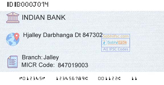 Indian Bank JalleyBranch 