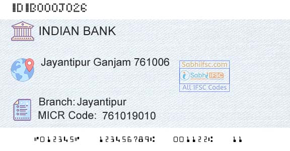 Indian Bank JayantipurBranch 