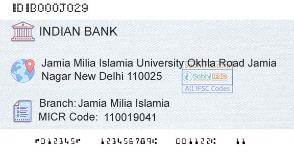 Indian Bank Jamia Milia IslamiaBranch 
