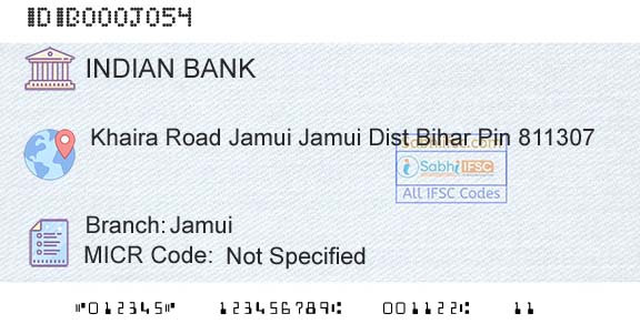 Indian Bank JamuiBranch 