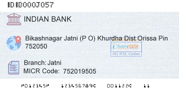 Indian Bank JatniBranch 
