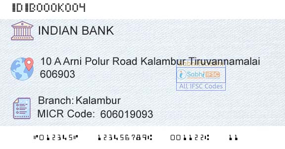 Indian Bank KalamburBranch 