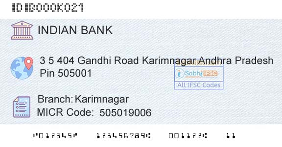 Indian Bank KarimnagarBranch 