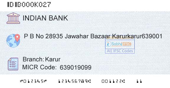 Indian Bank KarurBranch 