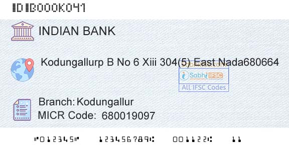 Indian Bank KodungallurBranch 
