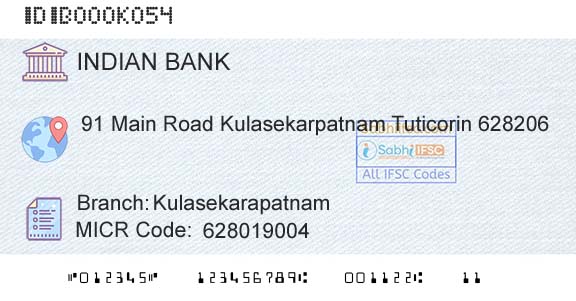 Indian Bank KulasekarapatnamBranch 