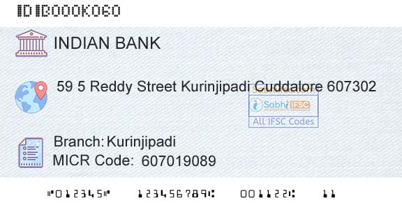 Indian Bank KurinjipadiBranch 