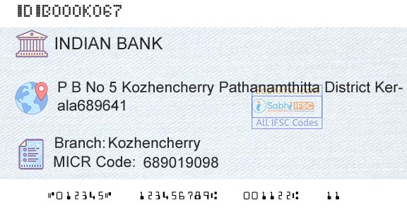 Indian Bank KozhencherryBranch 
