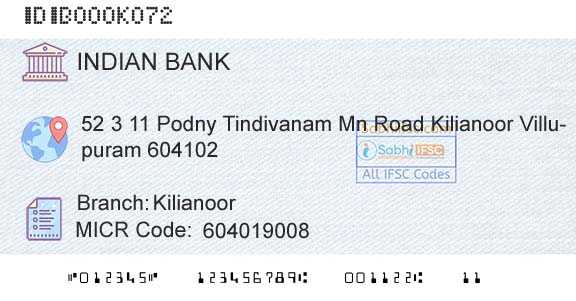 Indian Bank KilianoorBranch 