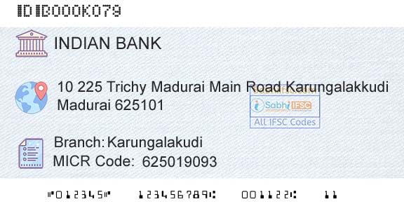 Indian Bank KarungalakudiBranch 