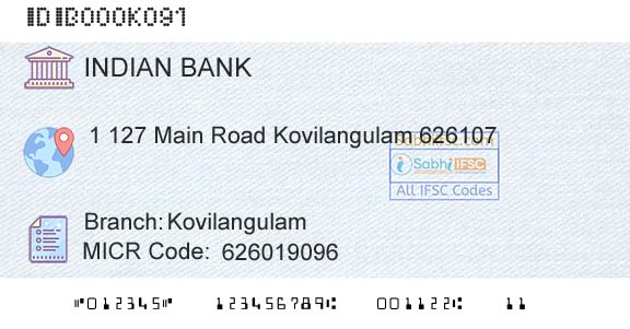 Indian Bank KovilangulamBranch 