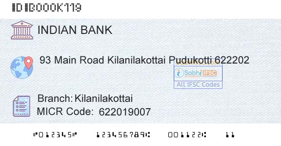 Indian Bank KilanilakottaiBranch 